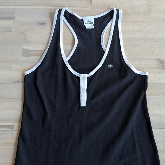 LACOSTE Racerback Black Cotton Sleeveless Dress Size 44 US XL - Picture 2 of 10